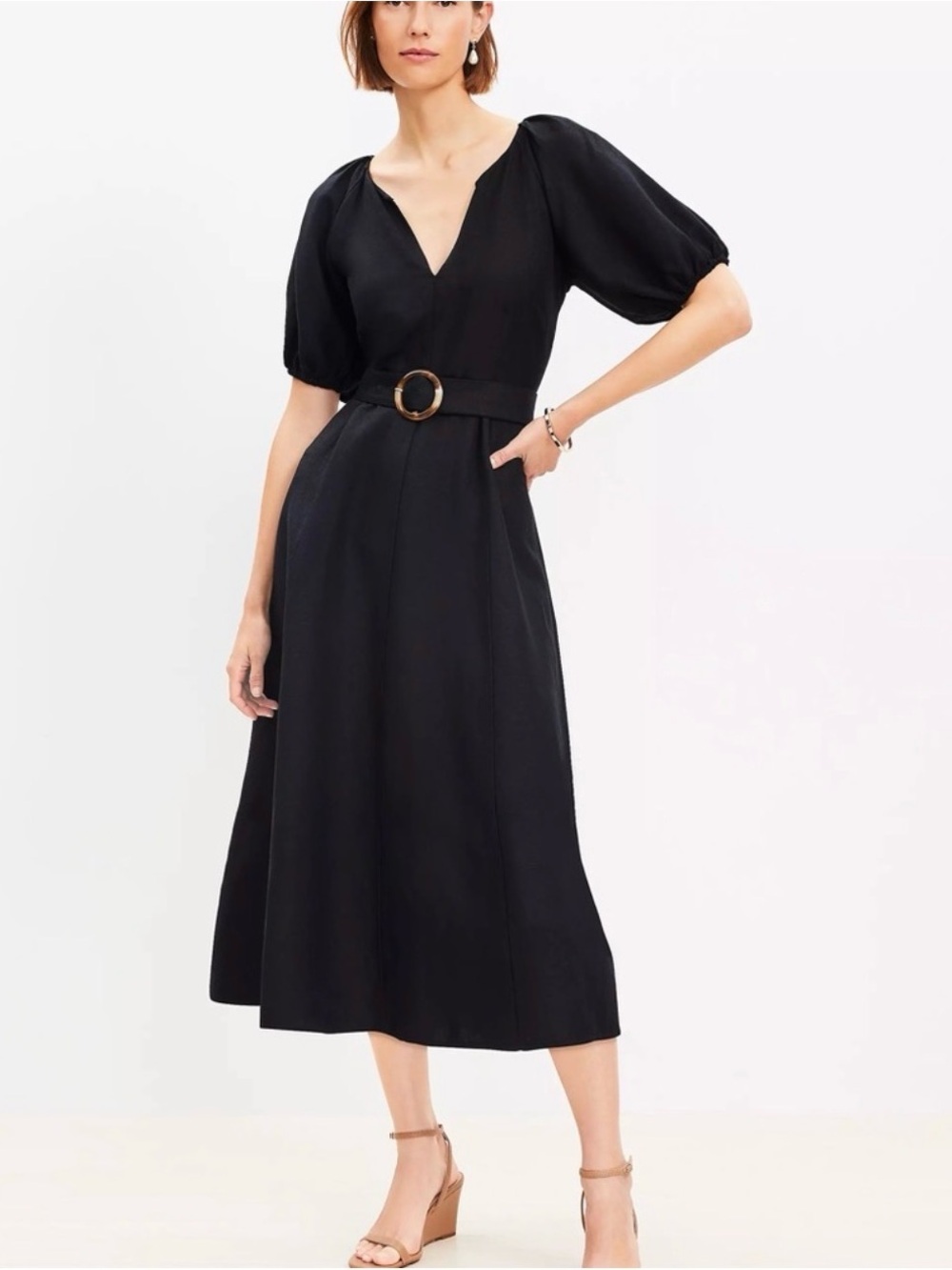 LOFT Black Long Sleeve Dress